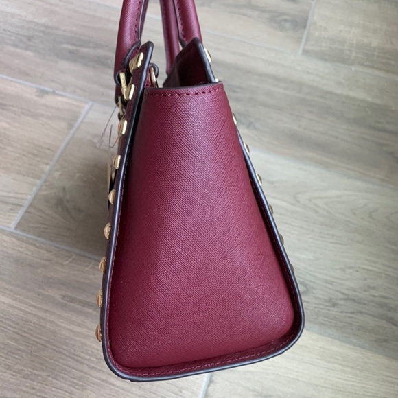 MICHAEL KORS Selma Studded Saffiano Leather Satchel - Merlot - Picture 6 of 8
